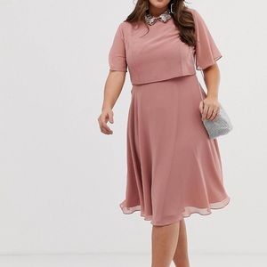 Asos Design Curve Midi Dress 3D embellished collar